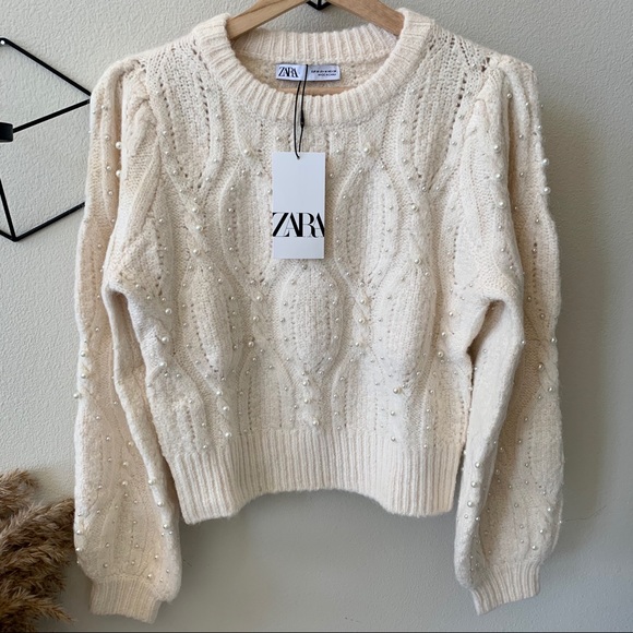 zara pearl sweater